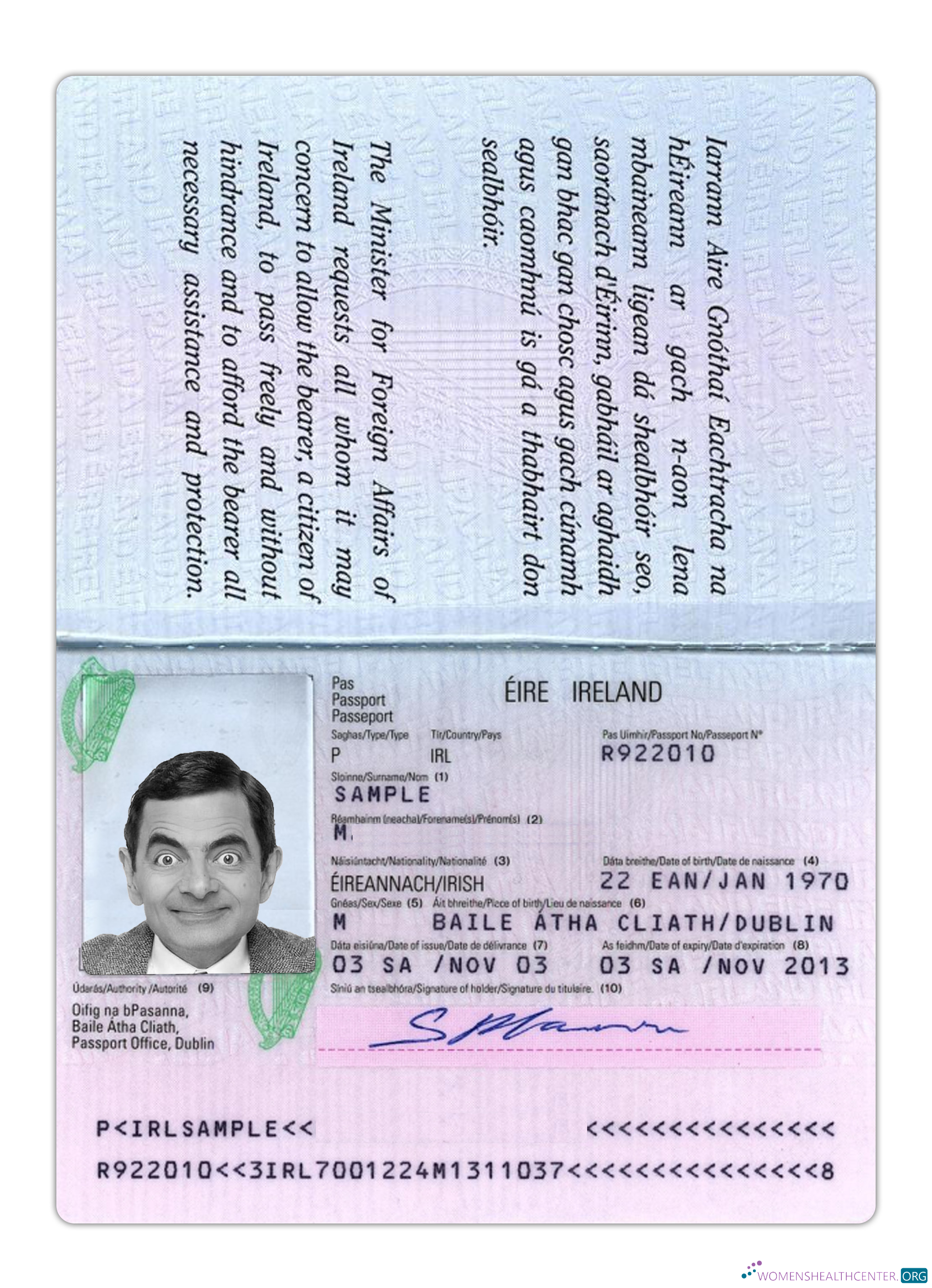 Download Ireland passport version 2 Photoshop template